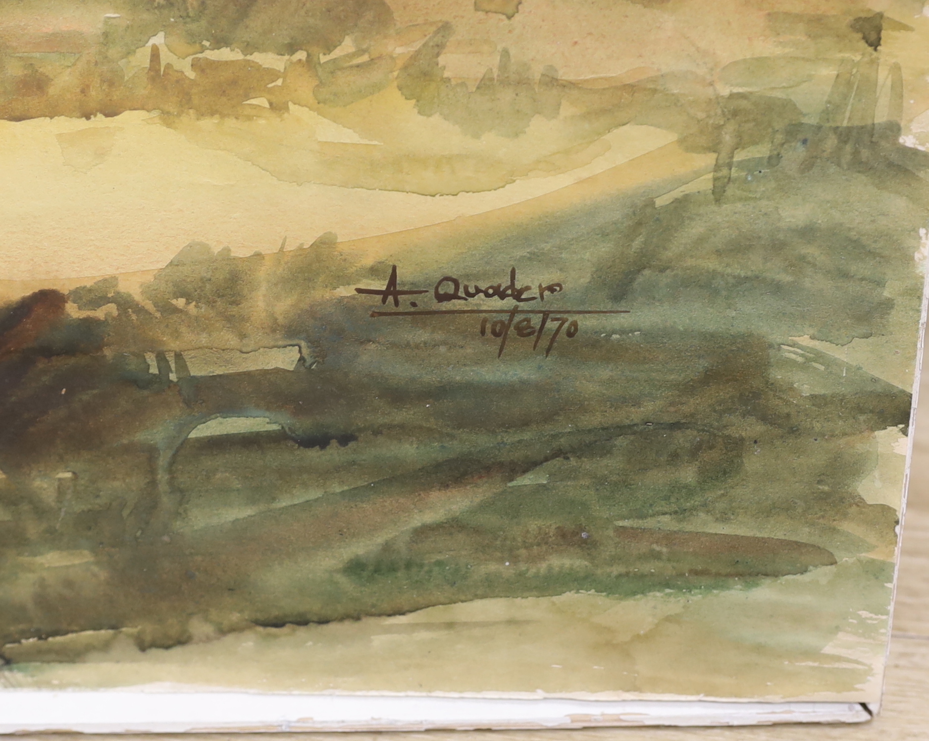 A. Quader, watercolour, Malaysian coastal scene, signed and dated '70, 49 x 75cm